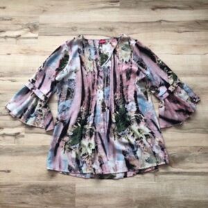 Together Multicolor Floral Blouse with Bell Sleeves